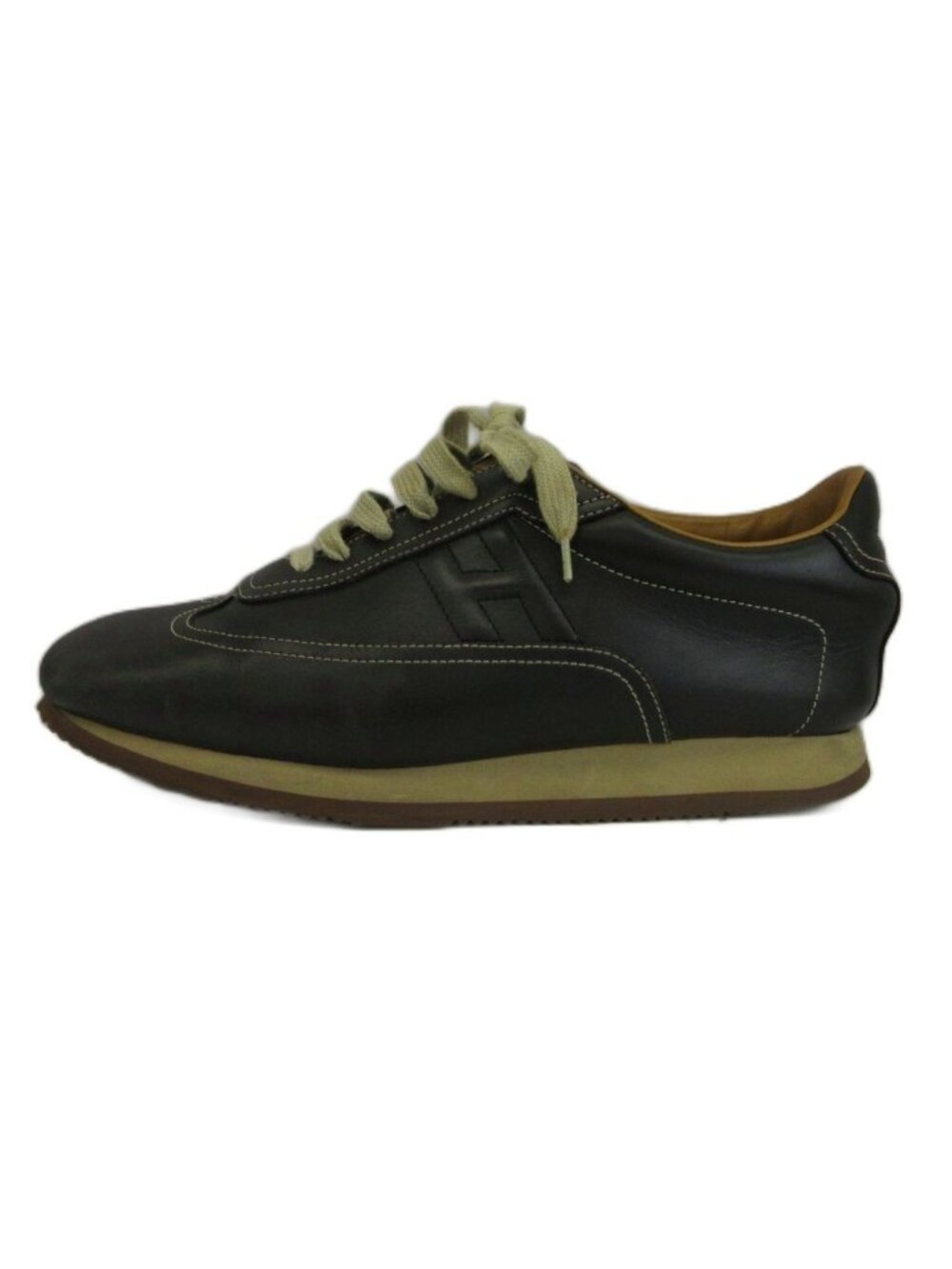Hermes Quick Sneakers Cowhide Calfskin Low Cut H Logo Stitch Black